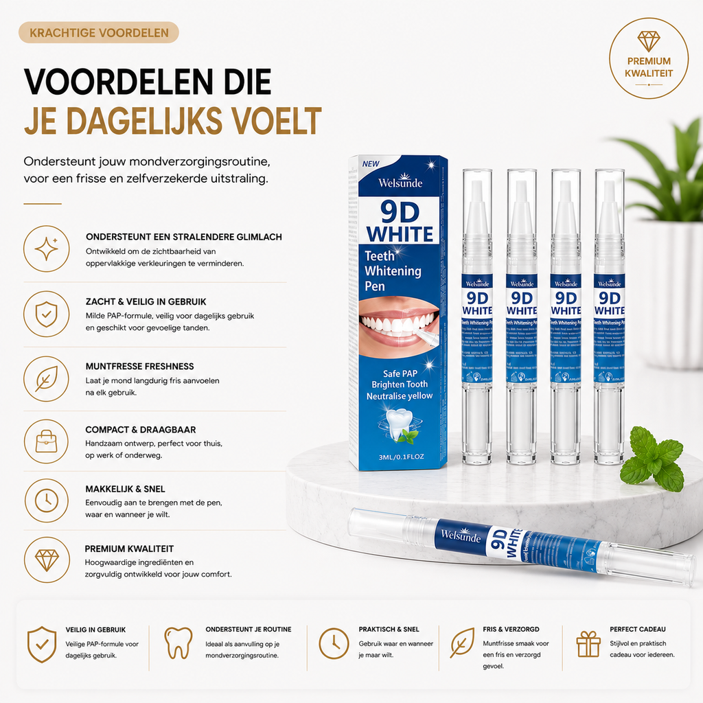 PAP Tandenpen Set (4 stuks) – Dagelijkse Whitening met PAP-Formule