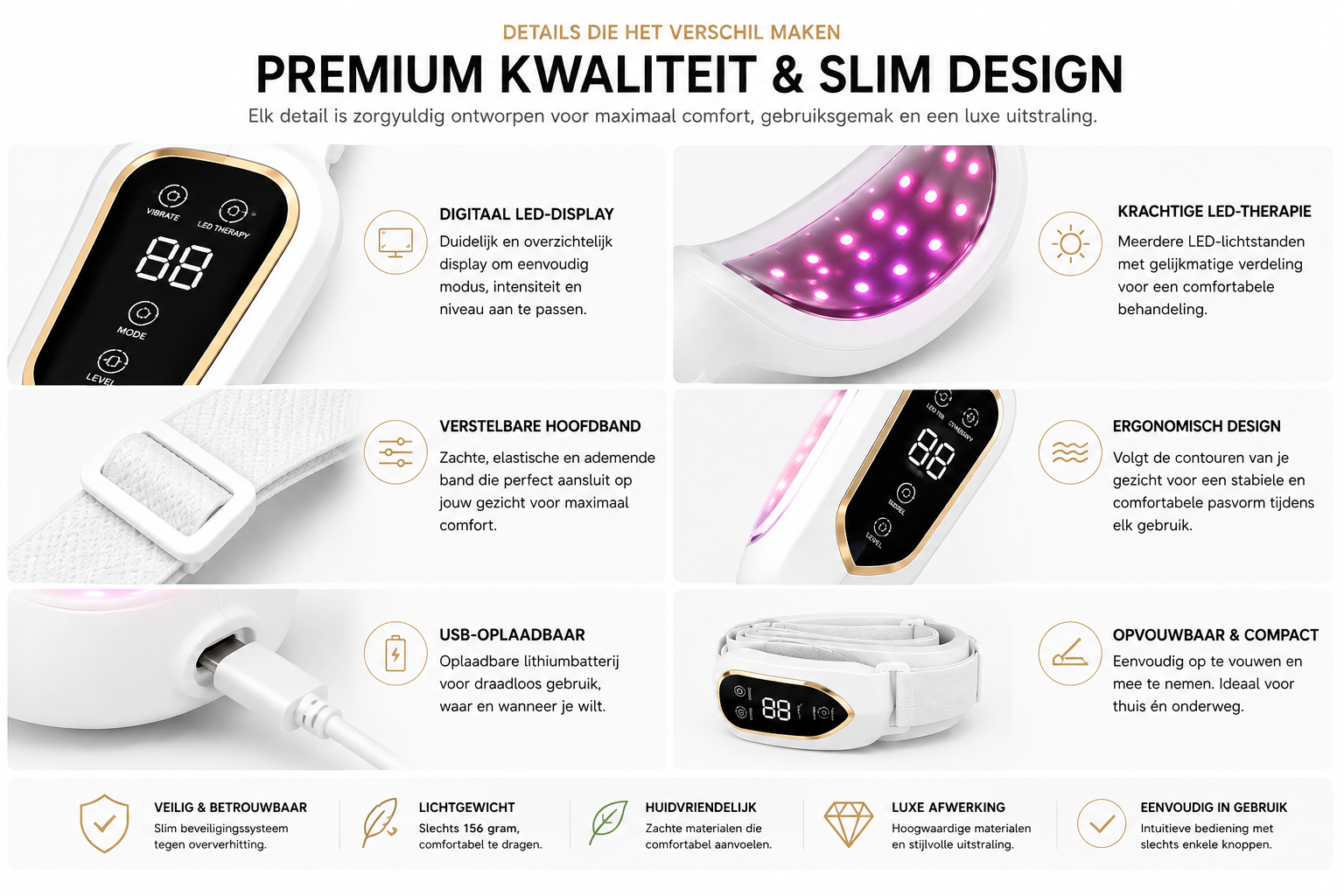 LED Gezichtsmassage Apparaat – Lichttherapie & Vibratie Beauty Lift
