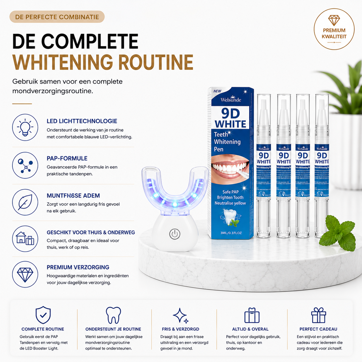PAP Tandenpen Set (4 stuks) – Dagelijkse Whitening met PAP-Formule