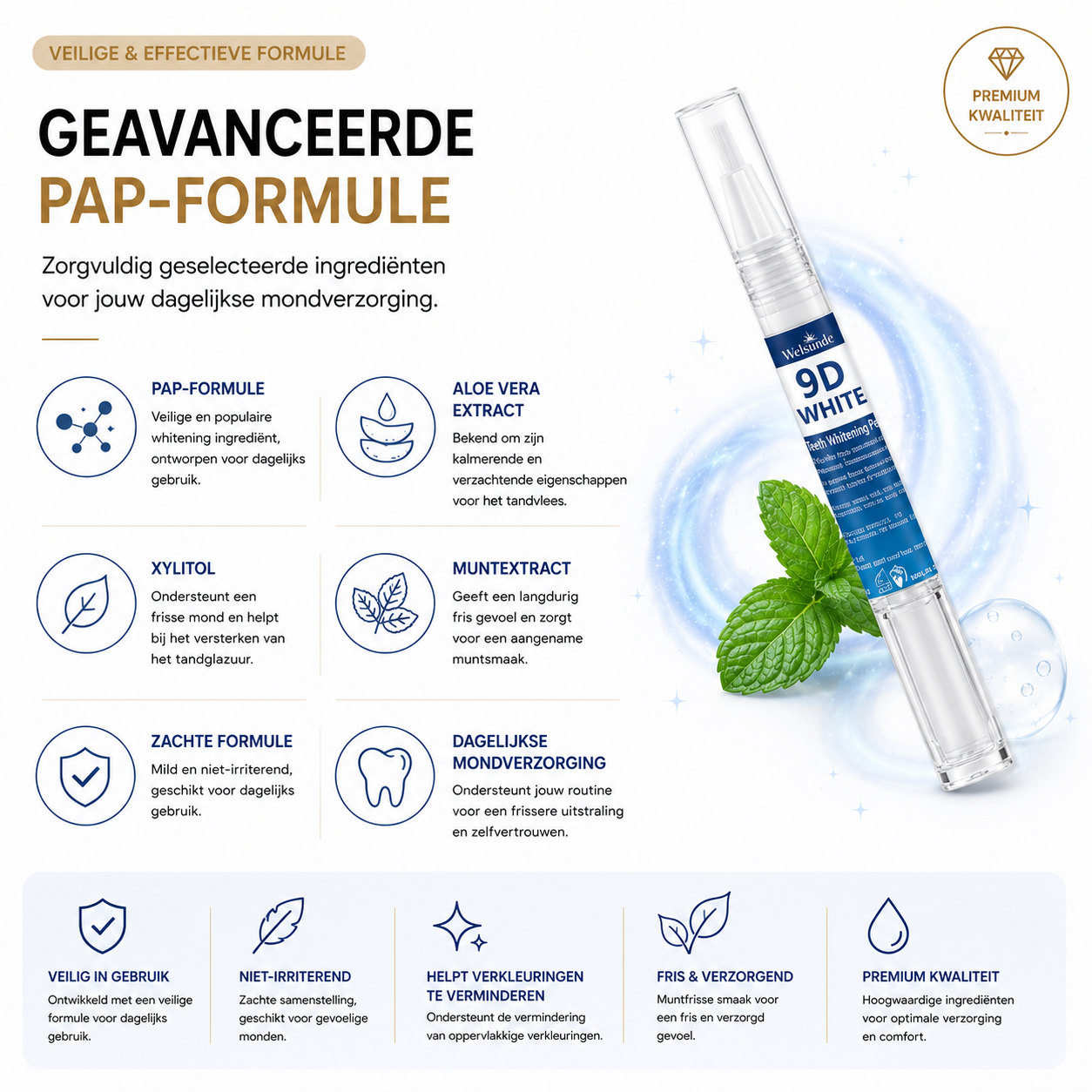 PAP Tandenpen Set (4 stuks) – Dagelijkse Whitening met PAP-Formule