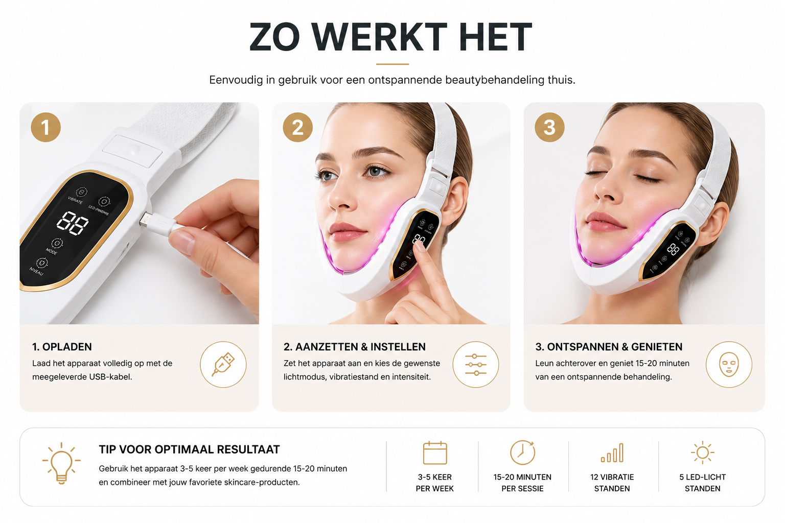 LED Gezichtsmassage Apparaat – Lichttherapie & Vibratie Beauty Lift