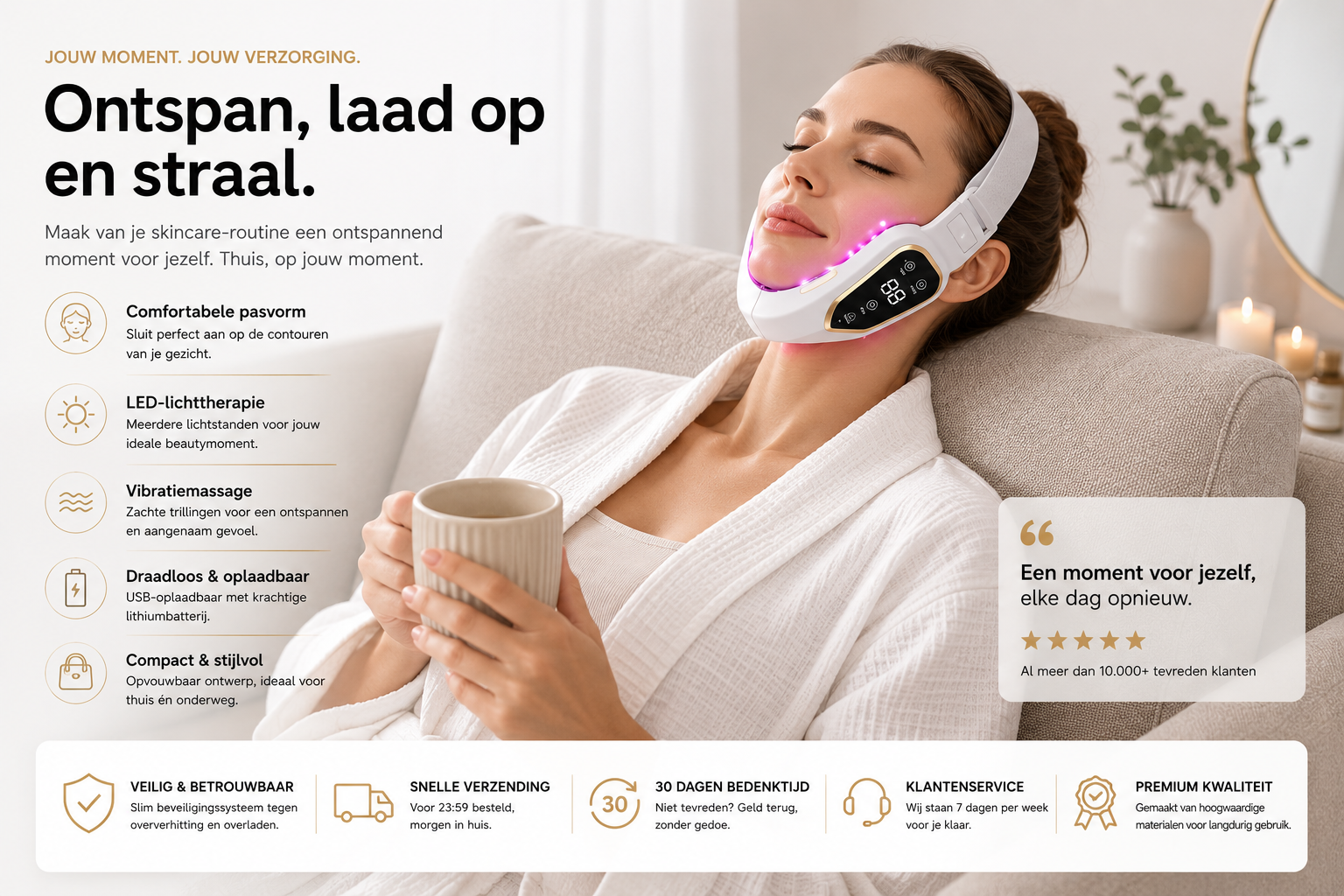 LED Gezichtsmassage Apparaat – Lichttherapie & Vibratie Beauty Lift