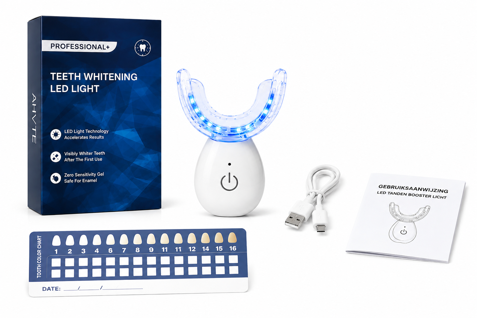 LED Tanden Whitening Booster – 16 Blauwe LED's, USB Oplaadbaar