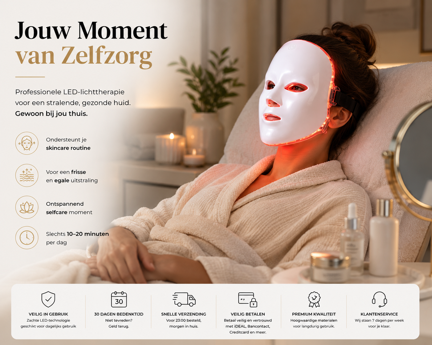7-Kleur LED Gezichtsmasker – Professionele Lichttherapie Thuis