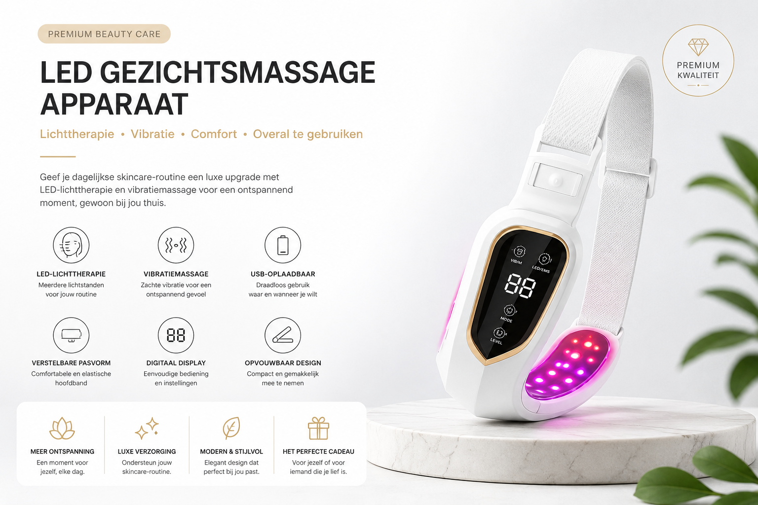 LED Gezichtsmassage Apparaat – Lichttherapie & Vibratie Beauty Lift